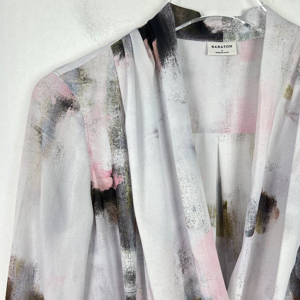 Aritzia Babaton Ambrose Bodysuit Frost Pink Dream Wrap-front Size Small S I1396 - Picture 2 of 14